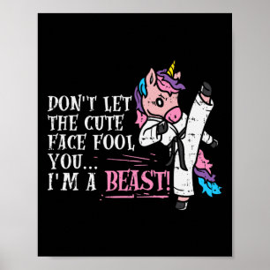 Poster Karate Unicorn Cute Face Beast Taekwondo Martial A