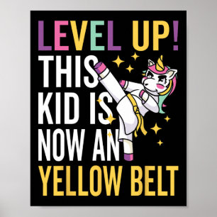 Poster Karate Uniform Unicorn Level Up Yellow Belt Prêmio