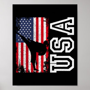 Poster Karate Usa Bandeira 4 De Julho Patriótico American