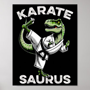 Poster Karatesaurus T-rex Karatê Dino Dinossauro Engraçad