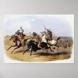 Póster Karl Bodmer - Corrida dos Cavalos dos Sioux