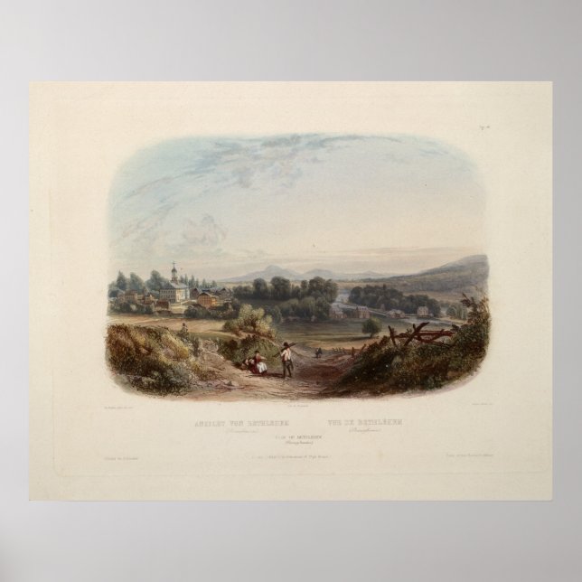 Póster Karl Bodmer Impressão: Vista de Belém, Pensilvânia (Frente)