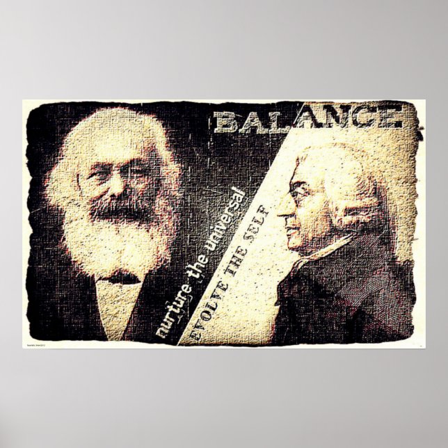 Póster Karl Marx e Adam Smith, a dúzia de ... (antiga cos (Frente)