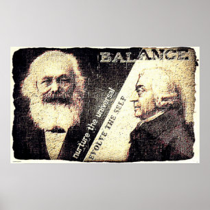 Póster Karl Marx e Adam Smith, o zen de. (rasgo velho)