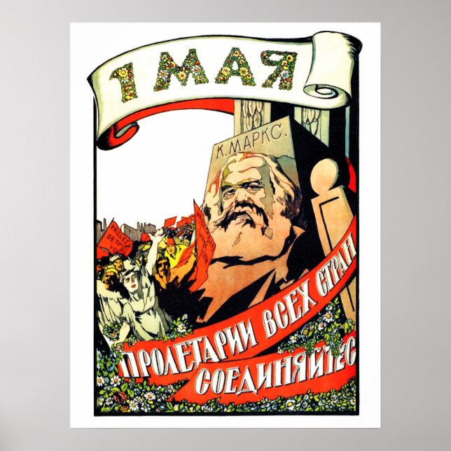 Poster Karl Marx, primeiro de maio, dia do trabalhador, c (Frente)