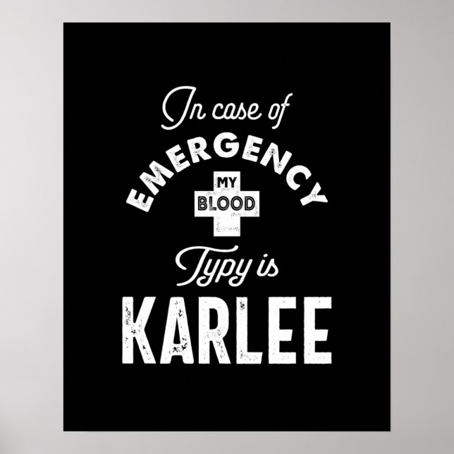 Poster Karlee Personalised Name Birthday Gift (Frente)