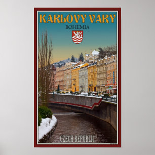 Poster Karlovy Vary - Semnice River Winter