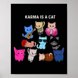 Poster Karma É Um Gato Engraçado Pássaros De Gato