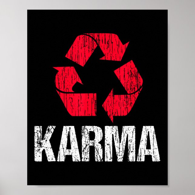 Poster Karma Earth Day Reciclagem com símbolo de Reciclag (Frente)