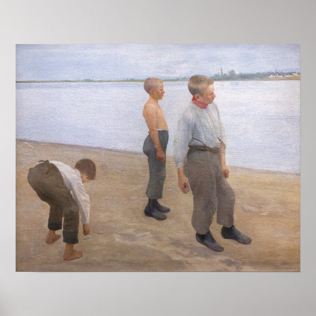 Poster Károly Ferenczy - Meninos Jogando Pedras (Frente)