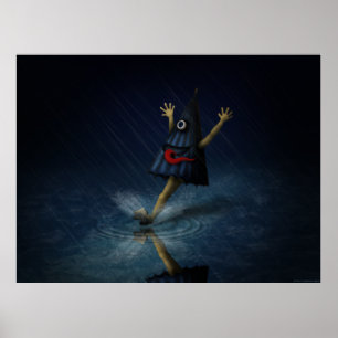 Poster Kasa Obake Fantasma de Guarda-chuva Japonês em um 