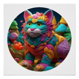 Póster Kat de Gatinho cerâmico colorido