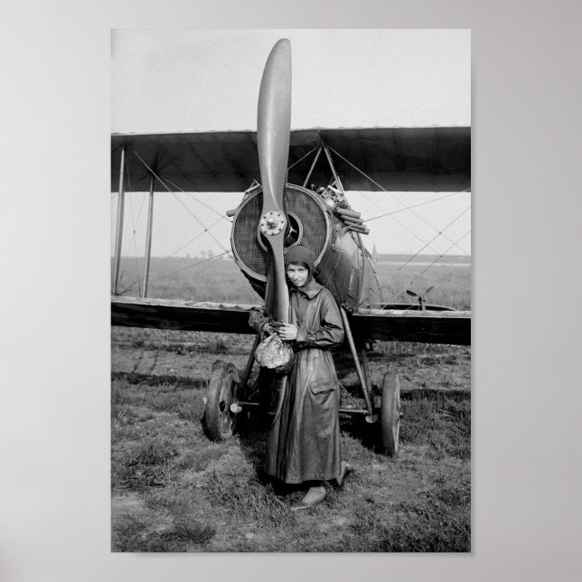 Poster Katherine Stinson Com Biplane - 1917 (Frente)