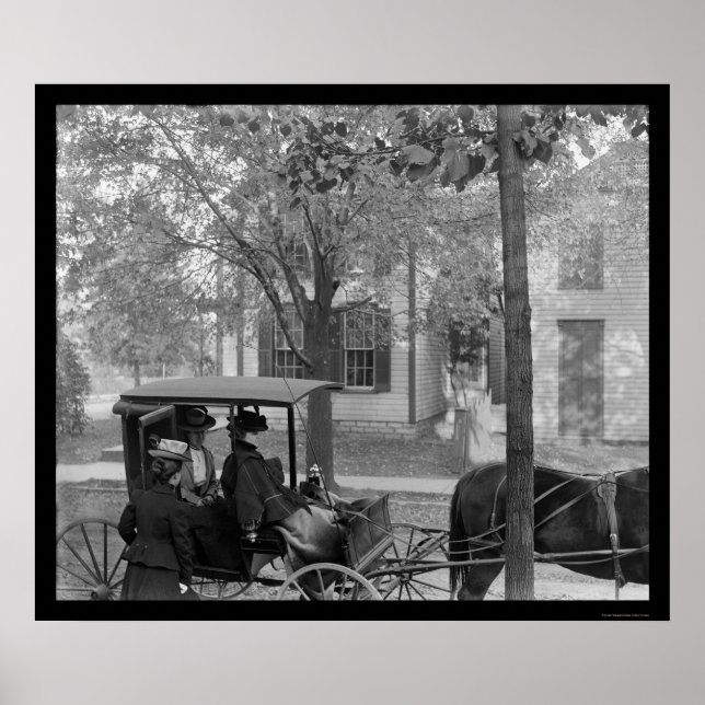 Póster Katherine Wright numa Carruagem em Dayton, OH 1898 (Frente)