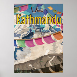 Póster Kathmandu Viagens vintage