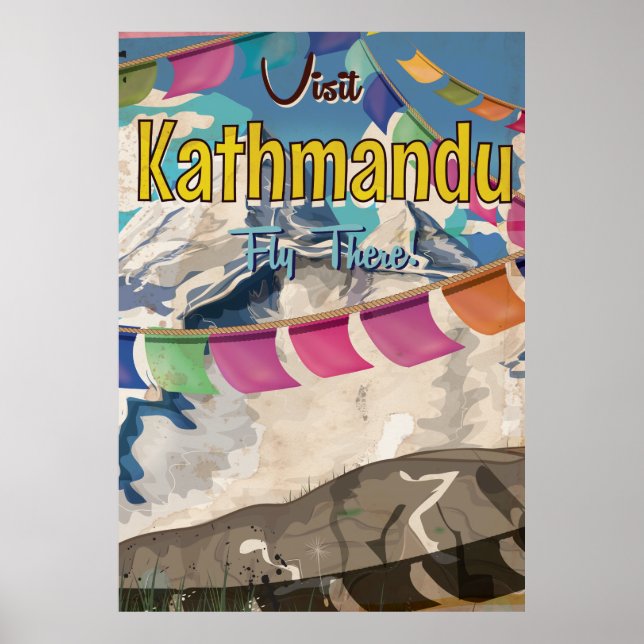 Póster Kathmandu Viagens vintage (Frente)