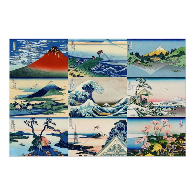 Póster Katsushika Hokusai - 36 visualizações da seleção d (Frente)