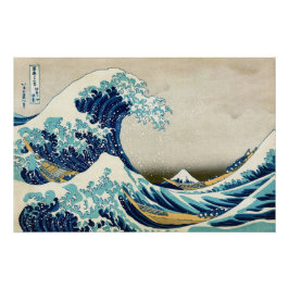Póster Katsushika Hokusai - A onda do Excelente de Kanaga