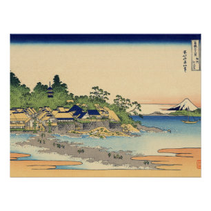 Póster Katsushika Hokusai Enoshima na província de Sagami