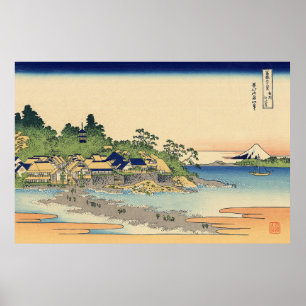 Poster Katsushika Hokusai Enoshima na província de Sagami