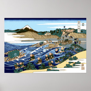 Poster Katsushika Hokusai Fuji viu de Kanaya