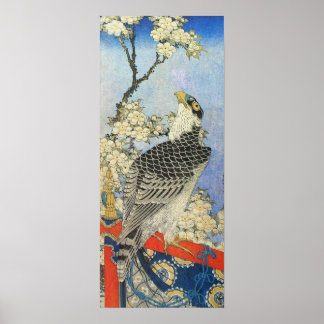 Poster Katsushika Hokusai Hawk e Cherry Blossoms