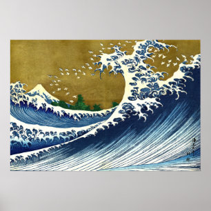 Poster Katsushika Hokusai - Onda Grande Colorida