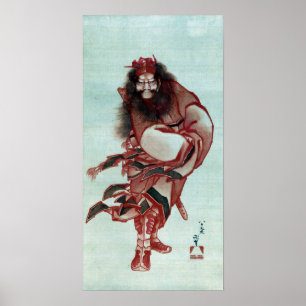 Poster Katsushika Hokusai Shōki vermelho, Queller do