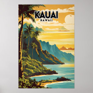 Poster Kauai Hawaii Nostalgic Retro Viagem Art