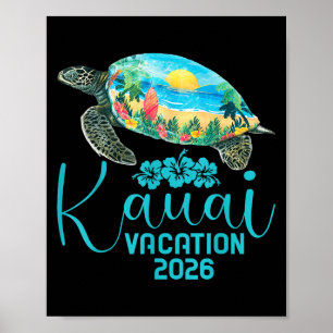 Poster Kauai Hawaii Trip 2026 Férias de Verão de Tartarug