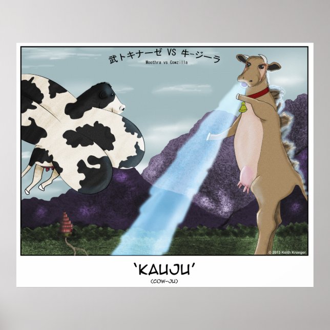 Póster Kauju! (Cow-Ju) — Moothra vs Cowzilla (Frente)