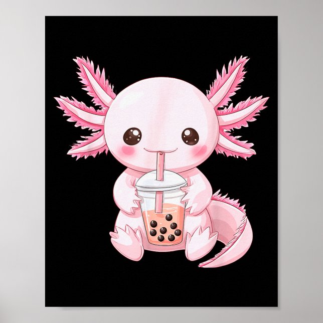 Poster Kawaii Anime Axolote Boba  (Frente)