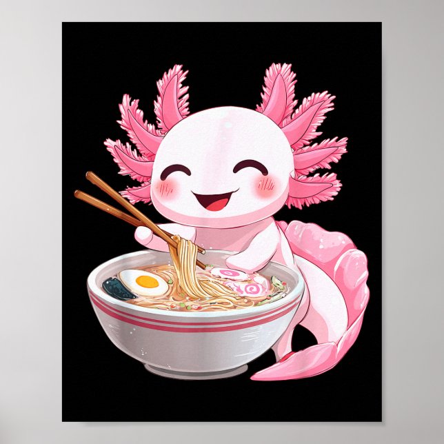 Poster Kawaii Anime Axolotl Ramen  (Frente)