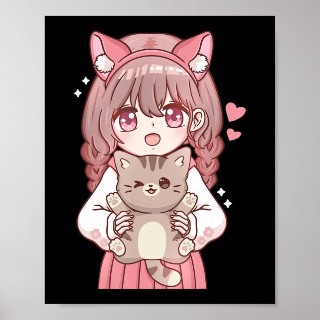 Poster Kawaii Anime Kawaii Cat Lover Otaku (Frente)