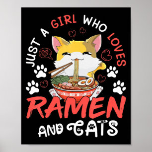 Poster Kawaii Anime Ramen Cat Comida Japonesa Girls Offic