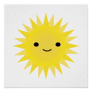 Póster Kawaii bonito Sun de sorriso