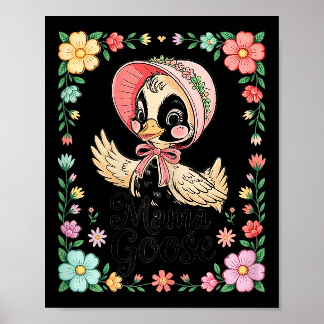 Poster Kawaii Bonnet Farmhouse Style Mama Goose  (Frente)