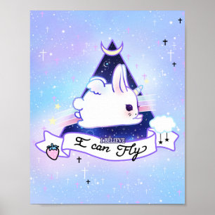 Poster Kawaii Bunicorn - Acredito que posso voar