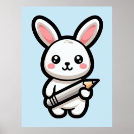 Poster Kawaii Bunny Estudante
