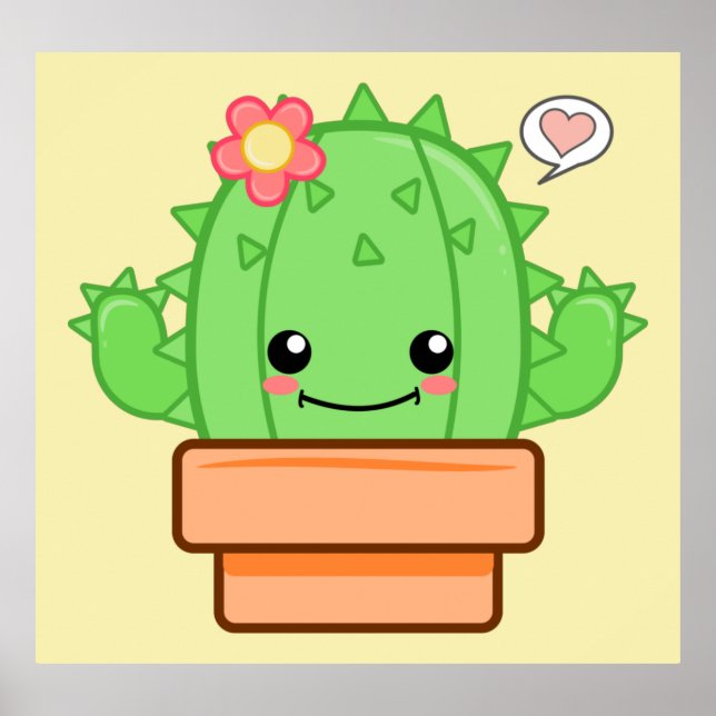 Poster Kawaii Cactus (Frente)