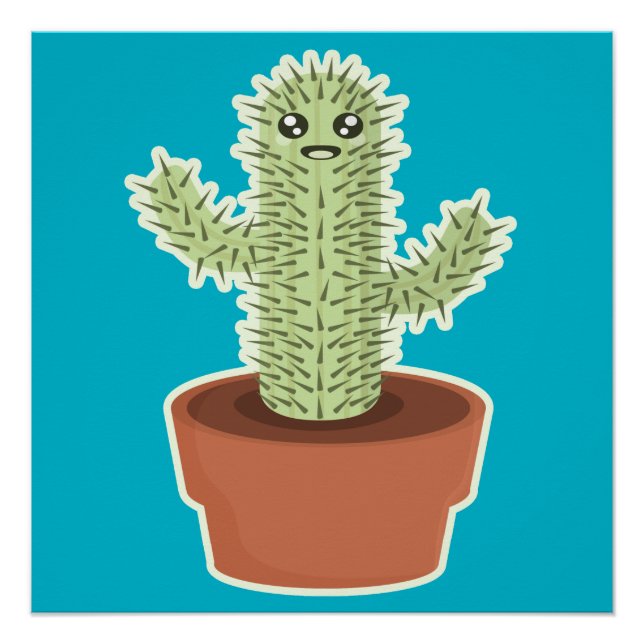 Póster Kawaii Cactus (Frente)