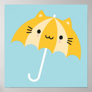 Poster Kawaii Cat Umbrella