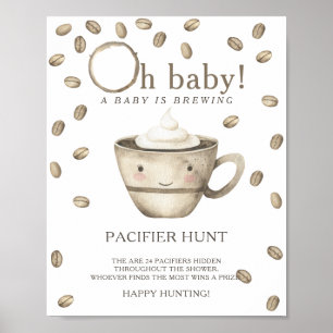 Poster Kawaii Coffee - caça ao chupeta jogo de baby showe