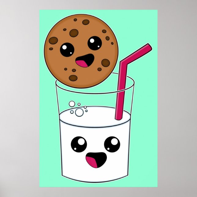 Poster Kawaii Cookie e milk (Frente)