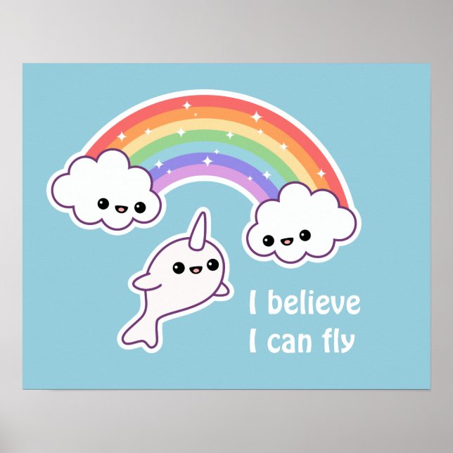 Poster Kawaii Flying Narwhal (Frente)