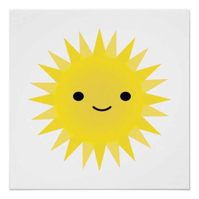 Póster Kawaii Gelado Sorrindo Sol (Frente)