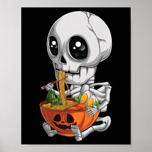 Poster Kawaii Japonês Anime Skeleton Halloween Ramen Foo