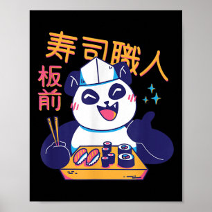 Poster Kawaii Japonês Sushi Cita Boa Comida Chef Bear Ha
