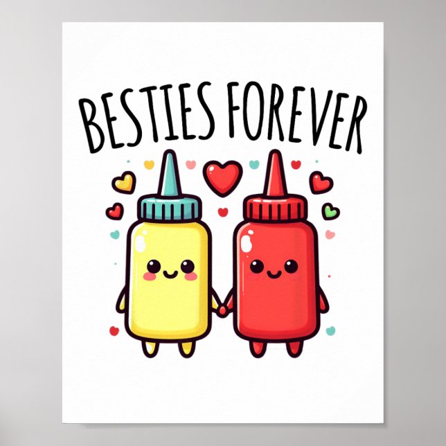 Poster Kawaii Ketchup E Mostarda Funny Bff Correspondendo (Frente)
