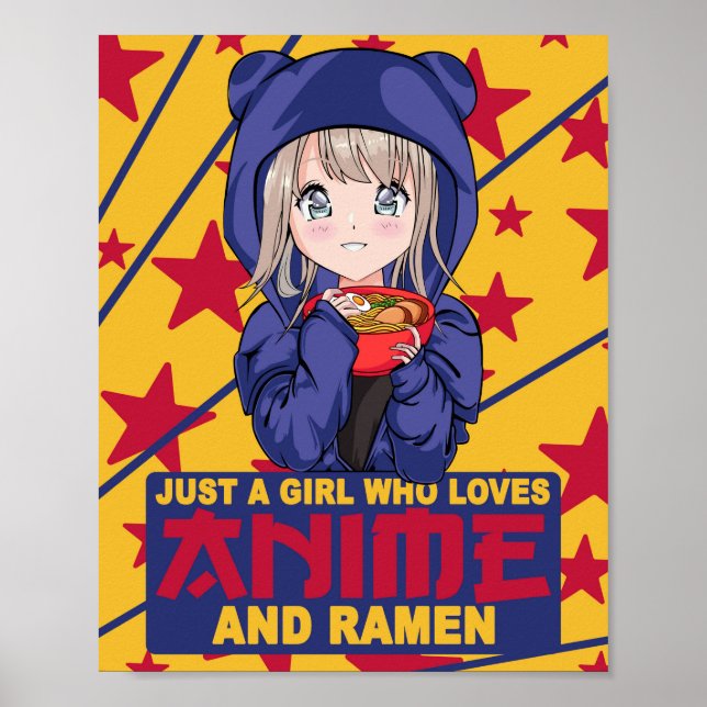 Poster Kawaii Neko Ramen Lover - Anime Noodle Japonês (Frente)